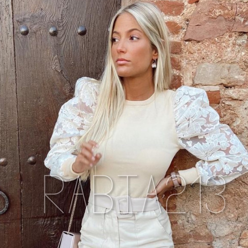 BLOGGERS FAV! ZARA KNIT TOP WITH LACE SLEEVES - Picture 2 of 16